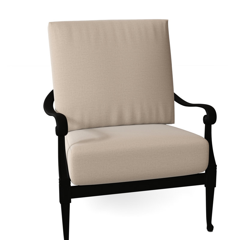 Wiltshire Outdoor Lounge Chair, Textured Black, Canvas Bird's Eye Sunbrella® Canvas