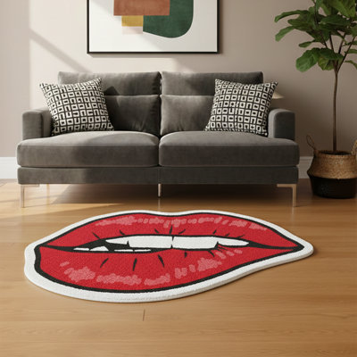 Pop Art Kiss Shaped Accent Rug