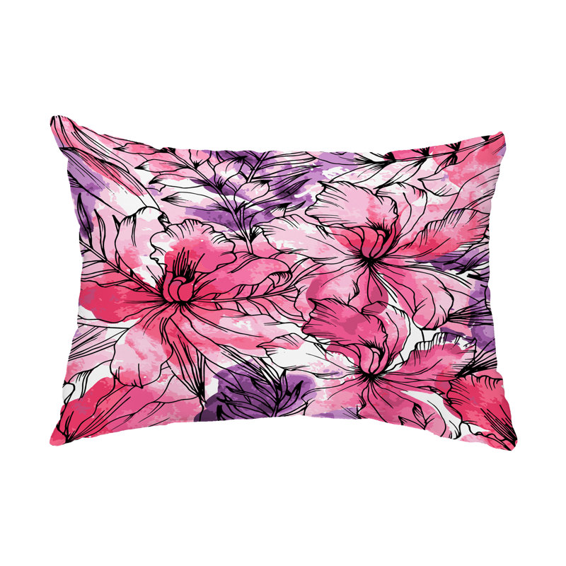 Coussin lombaire intérieur / extérieur Zentangle, Mauve