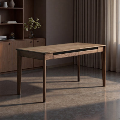 High-quality Walnut Wood Double-drawer Desk