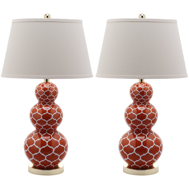 Ensemble de 2 lampes de table Kayzleigh Moroccan, Orange sanguine