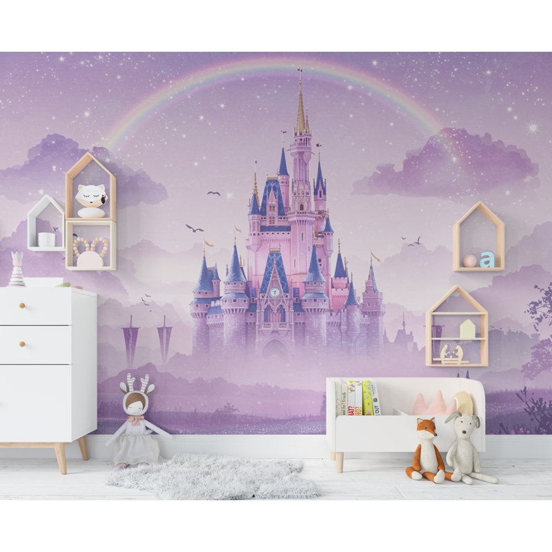Papier peint princesse et adhésif mural pour chambre de princesse, L 165 po x l 120 po, Peler et coller