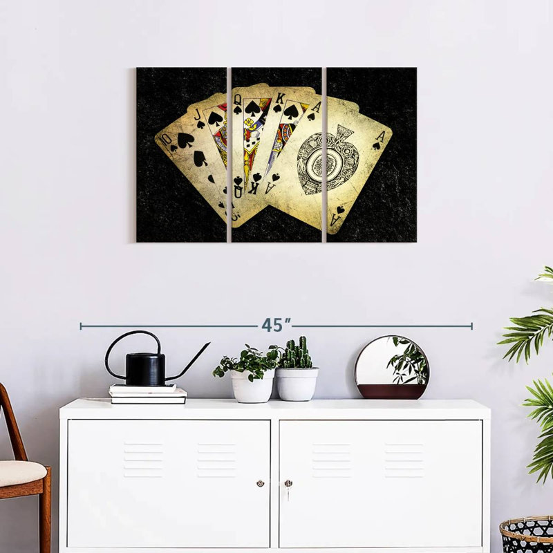 Poker Spade - 3 pièces sur toile tendue, H 20 po x l 33 po x P 1,25 po