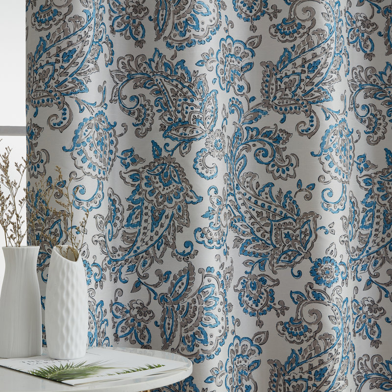Lovelle Silk Curtain Pair, Blue, 52" W x 84" L