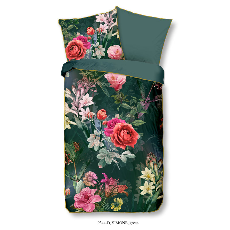 Descanso, 9344-D, Simone - German Size 155 - Organic Collection, 155 x 220 cm - 1 Pillowcase (80 x 80 cm), Green
