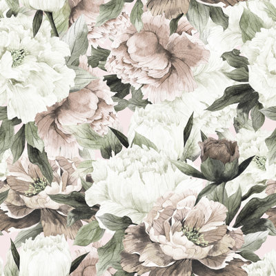 Cramer Removable Vintage Bouquet Peonies 6.25' L x 75" W Peel and Stick Wallpaper Roll