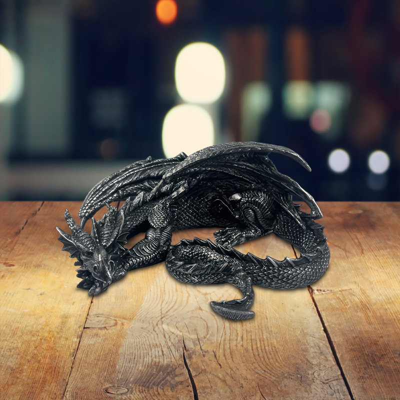 10.5"W Black Dragon Flying Figurine