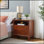 Table de chevet à aire ouverte et commode 2 tiroirs avec station de charge, table de bout Farmhouse avec ports USB et prises de courant, table d'appoint cannelée avec pieds en bois massif pour la chambre à coucher
