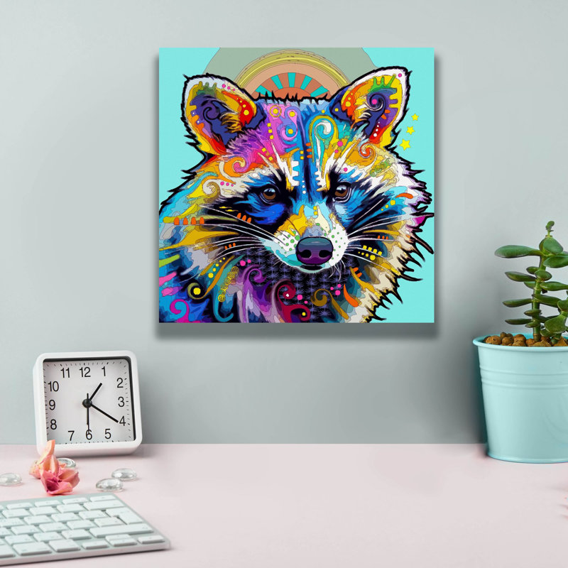 «Brilliant Raccoon» par Dean Russo, art mural sur toile, H 12 po x l 12 po x P 0,75 po