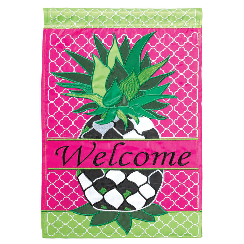 Drapeau fantaisie ananas poly 13 x 18