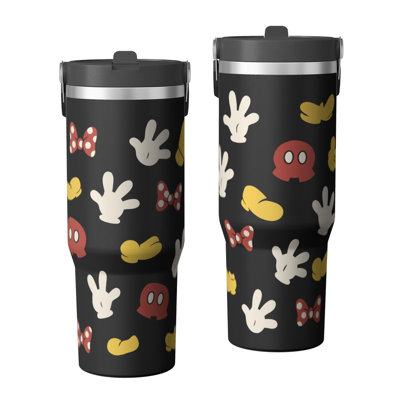 30 oz Tumbler  with Lid and handle  Stainless steel  Insulated tumblers  Cute water bottle with Flip(cartoon mouse)