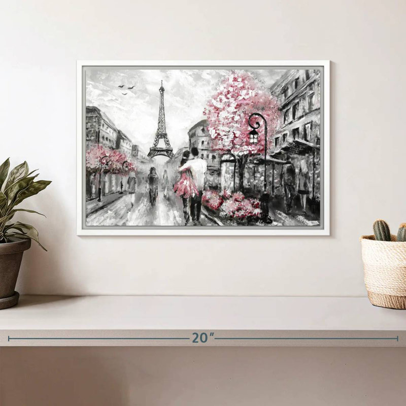 Pink Paris, Floating Frame White, 13" X 9"