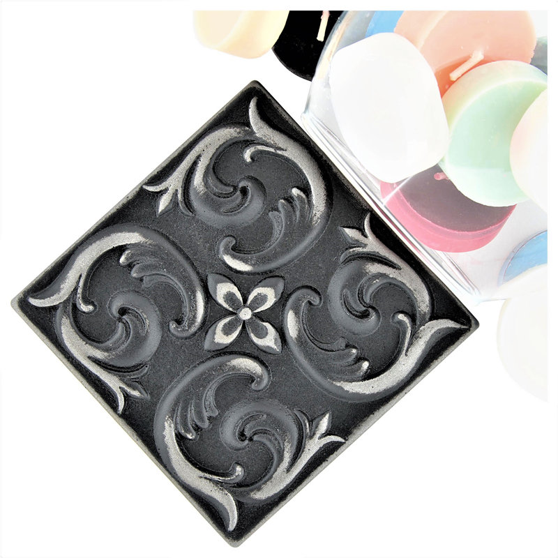 2'' x 2'' Hand Painted Resin Decorative Accent Tile, Iron Black