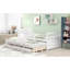 Lit de jour simple en bois massif avec lit gigogne et tiroirs - Blanc-602226418