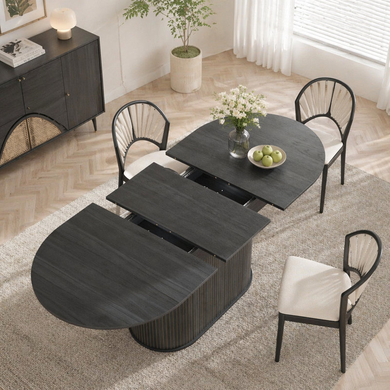 Table de salle à manger extensible 55,11 "à 70,86", Black