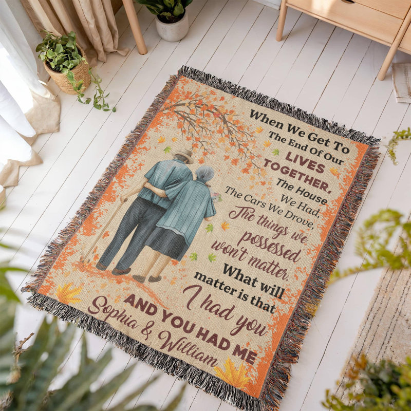 Couverture personnalisée avec des noms d'automne, 50 po x 60 po