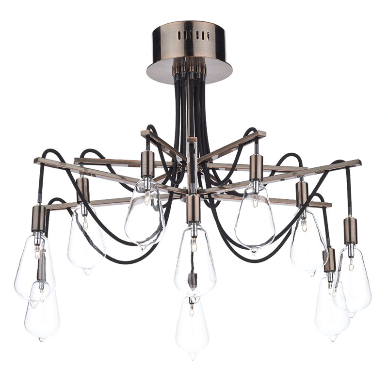 Delarosa Glass Semi Flush Mount, Copper