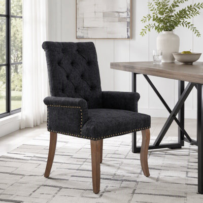 Chaise de salle à manger rembourrée en tissu de chenille