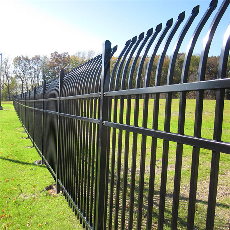 Athens Style Black Steel 8-Panel Curved Top Fence Kit