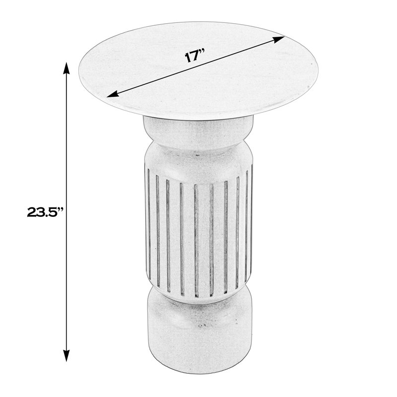 Wherry 17 in. W Round Marble and Wood Side Table