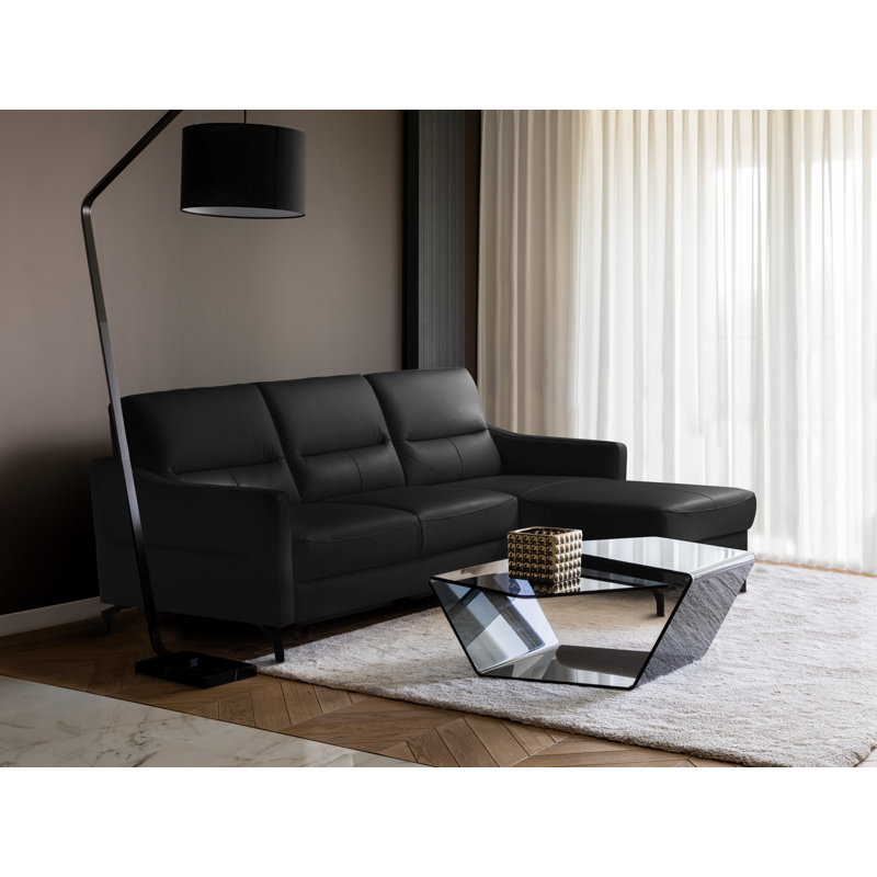 Falkirk Leather Corner Sofabed, Black, Right Hand Facing