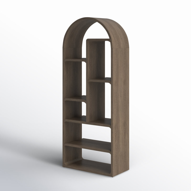 Risa Geometric Bookcase, Rustic Gray