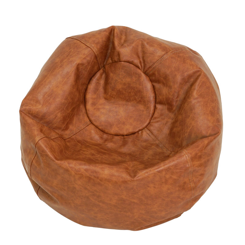 Fauteuil à billes standard en similicuir classique, Similicuir noisette, H 19 po x l 22 po x P 22 po