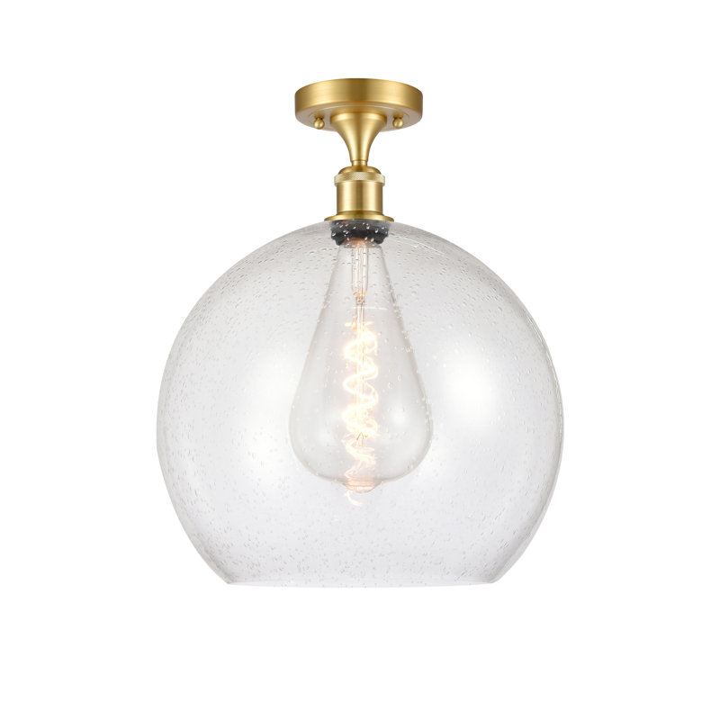 Plafonnier semi-encastré 1 lumière, DEL, H 18,38 po x l 13,75 po x P 13,75 po, Or satiné