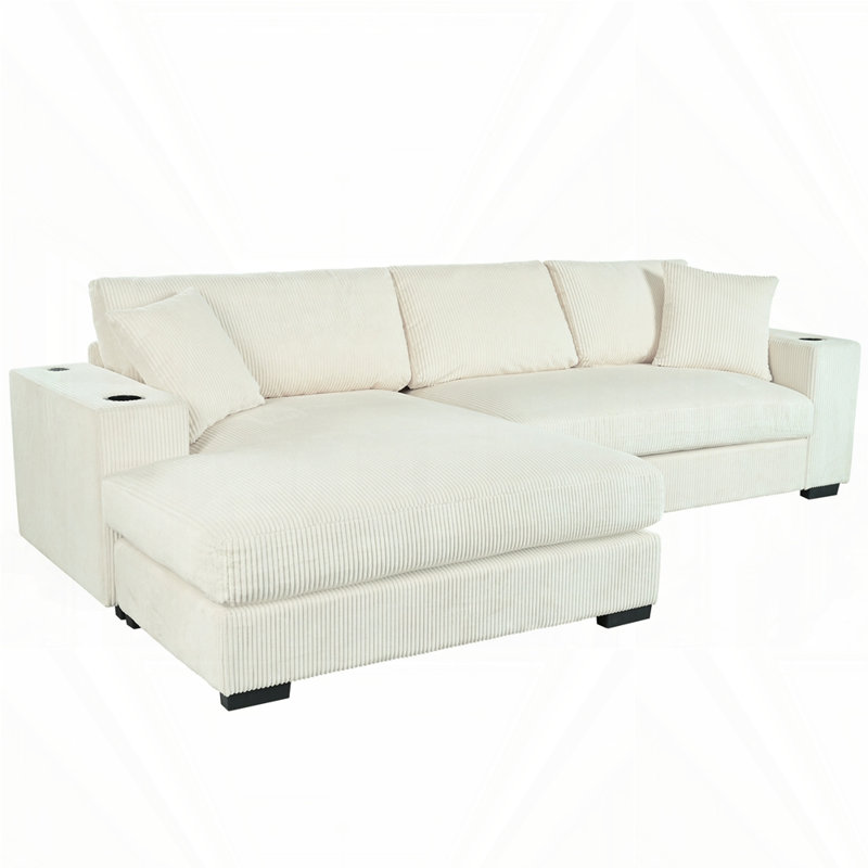 Grand canapé modulaire avec coussins épais Mirod, Beige