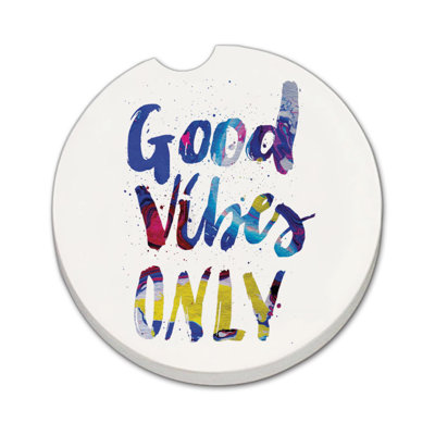 Sous-verre rond pour voiture Good Vibes Only