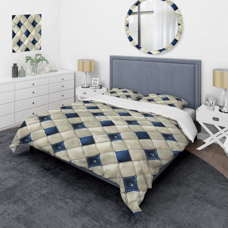 Ensemble de housse de couette bleu-blanc Argyle Glam - Glam, Housse de couette très grand + 2 taies décorativ