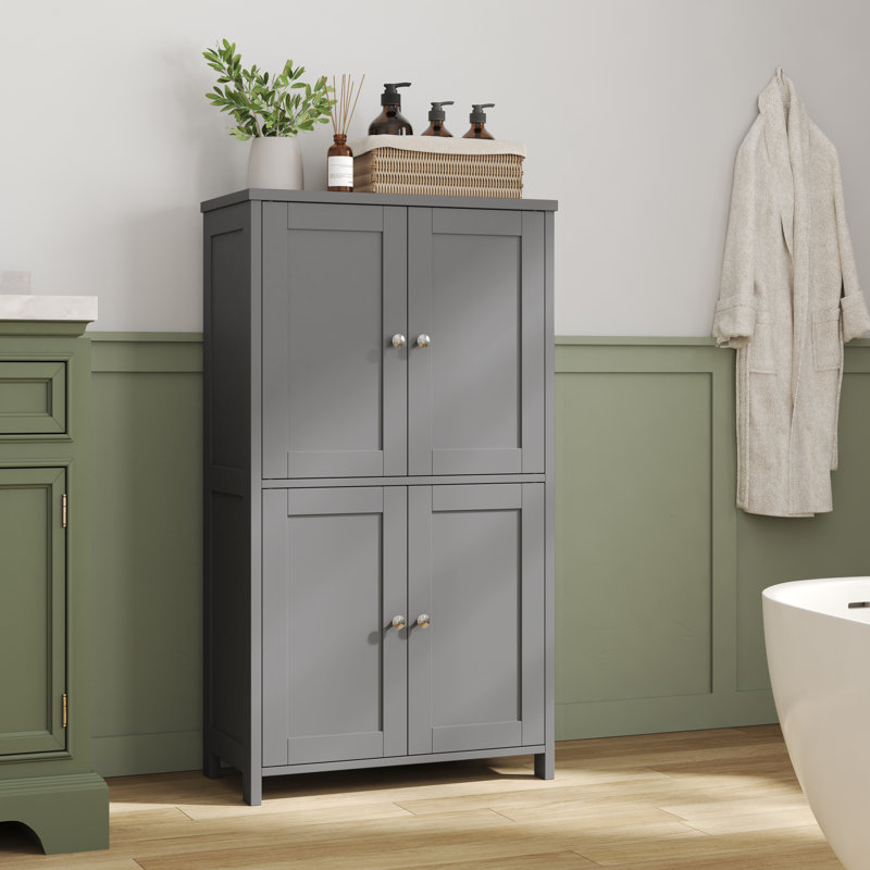 Armoire de rangement à 4 portes avec tablettes réglables - Organisateur polyvalent pour le salon, la cuisine, la salle de bain et le vestibule