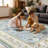 Washable Floral Boho Area Rug Modern with Non-Slip Backing for Living Room Bedroom-Blue-869821752-863149437