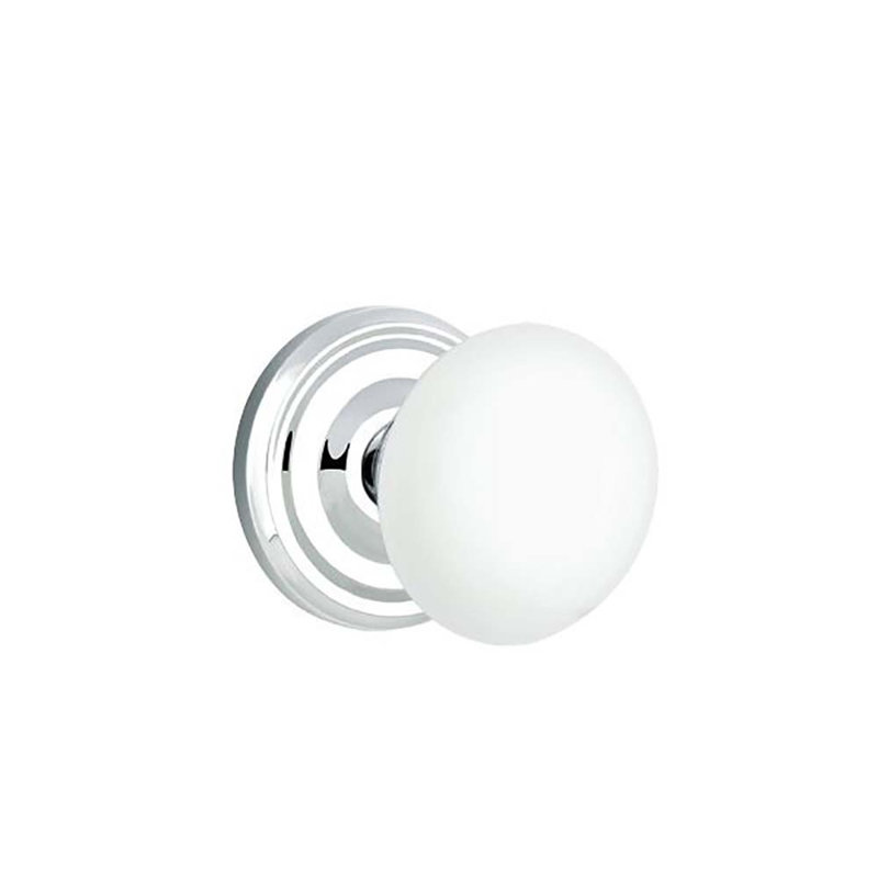 Passage Ice White Knob with Regular Rose, Polished Chrome