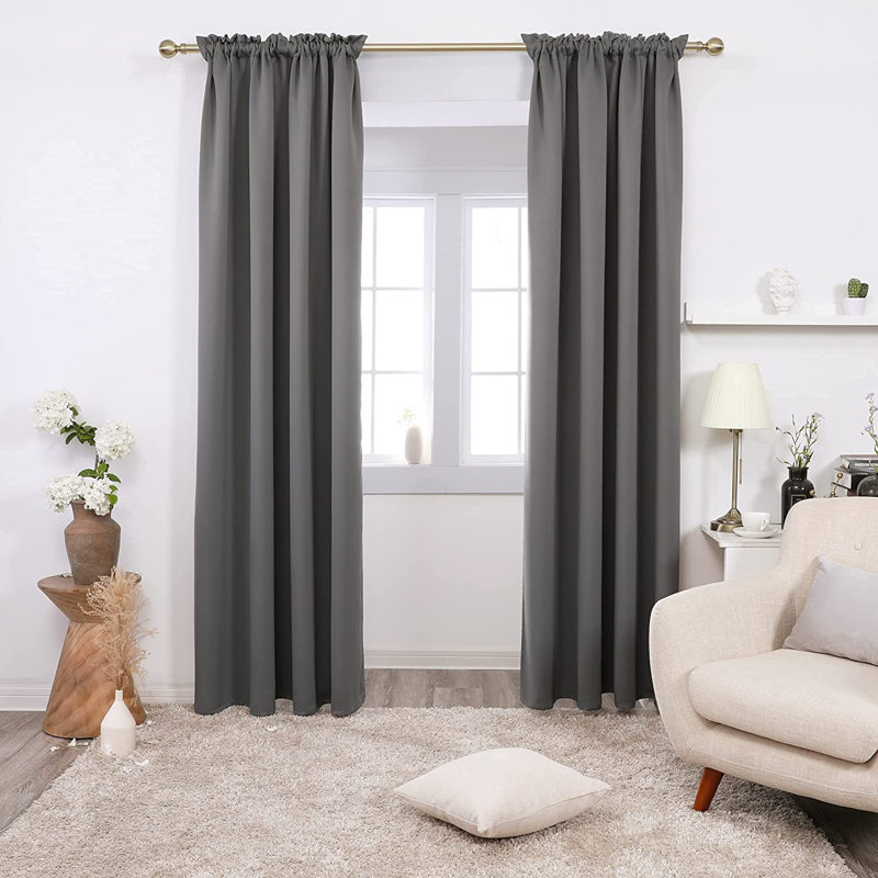 Peniste Room Darkening Curtain Pair, 52" W x 95" L, Light Gray