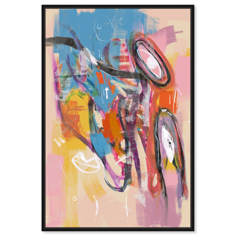 «Te Veo Retro Modern Abstract Wall Art» par Art Remedy, Cadre noir, H 16 po x l 11 po