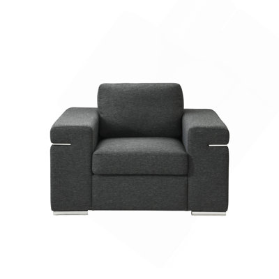 Black Linen Fabric Arm Chair