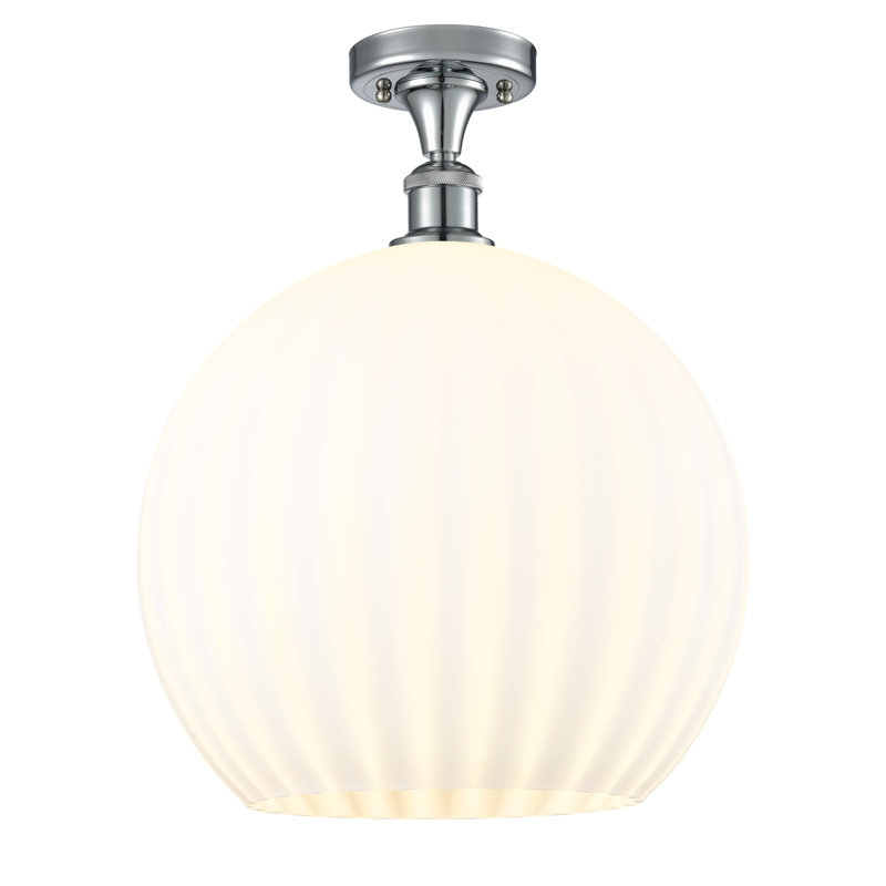 Plafonnier semi-encastré 1 lumière Ballston - Adriao, Chrome poli, H 17,88 po x l 13,75 po x P 13,75 po