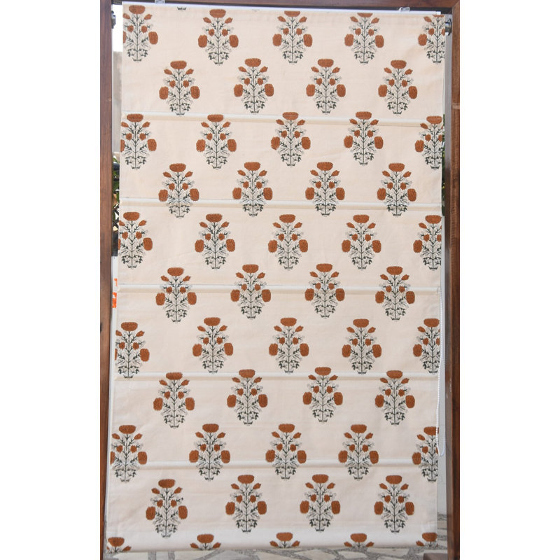 Fabdivine 38X108 Handmade Block Print Roman Shade – Timeless Artisan Design, 30"W x 74"L