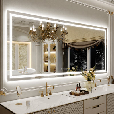 Lunara UL Certified Front Light and Backlit LED Anti-Fog Bathroom Vanity Mirror 5mm Premium Tempered Glass