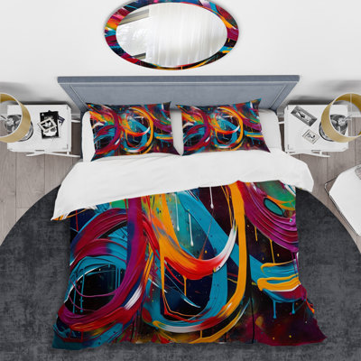 Ensemble de housse de couette en microfibre / polyester Minimalisme Graffiti Artwork III Bedding