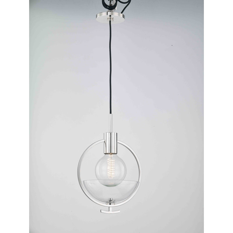 Luminaire suspendu bol 1 lumière 1 lumière, Nickel poli