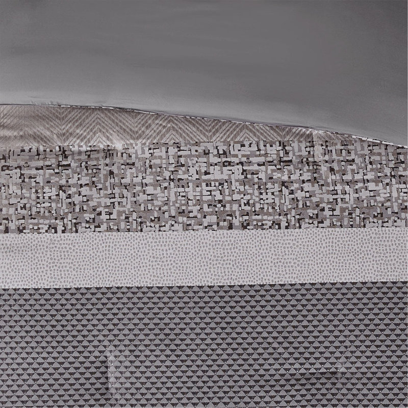 Ensemble d'édredon 7 pièces jacquard gris / taupe grand