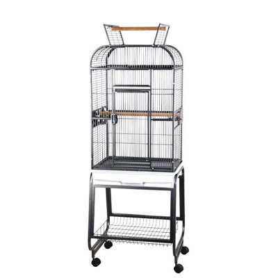 Mckenna 66'' Iron Play Top Floor Bird Cage with Wheels