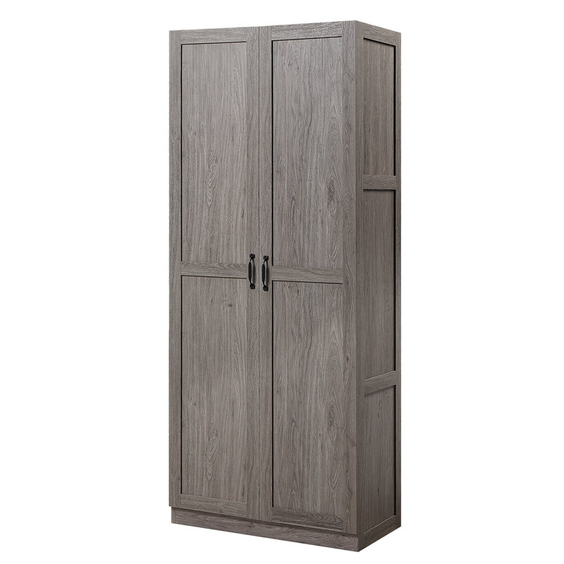 Cornelia Modern Storage Closet with 7 Adjustable Shelves in Gray, Gray