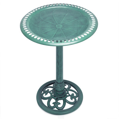 Alpine Corporation - Grande baignoire pour oiseaux avec volutes de 28 po - Pour la cour, le jardin, le patio ou la terrasse, vert - Fabrication en polypropylène durable