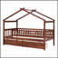 Lit en bois pour la maison avec deux tiroirs, structure en bois de pin durable et toit suspendu pour chambre d'enfant-202568673