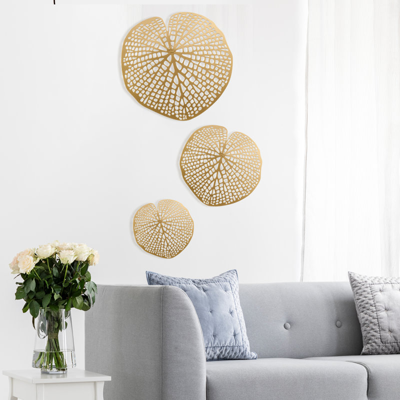 Set of 3 Modern and Luxury Abstract Gold Metal Wall Decor