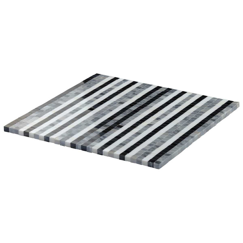 Microsaic Lines Storm Polished Marble Mosaic Tile, Black