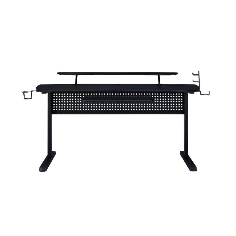 Bureau de jeu Ahad avec prises intégrées, Noir